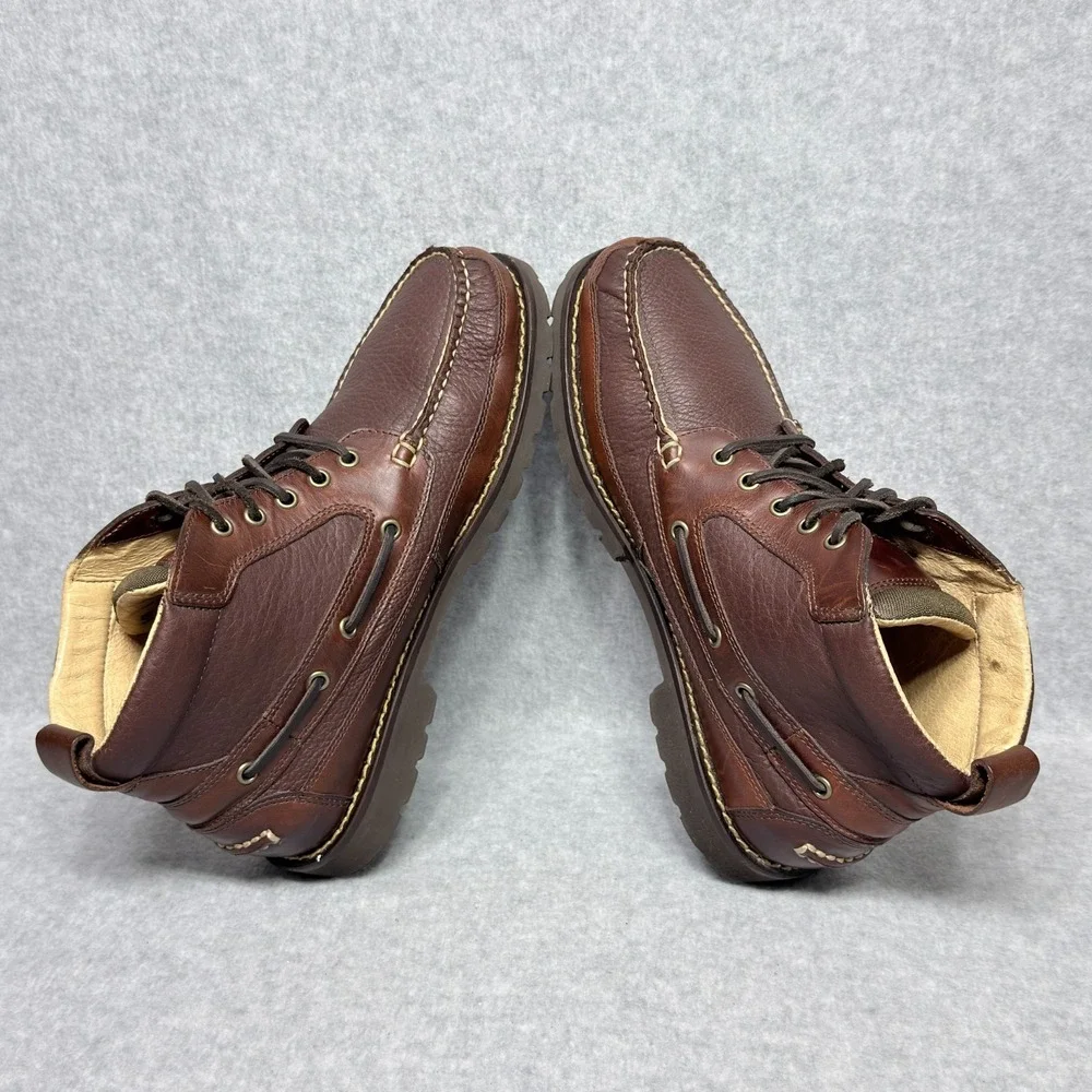 LL Bean Allagash Mens Size 10.5 Moc Toe Chukka Boots Brown Bison Leather